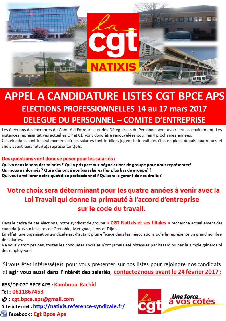 Appel A Candidature Elections Professionnelles Bpce Aps Cgt Des Personnels De Natixis Et Ses 